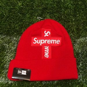 Supreme New Era Cross Box Logo Beanie Red